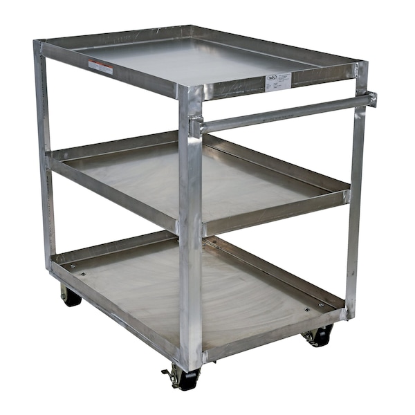 Vestil Aluminum Service Cart, 3 Shelves, 28x40, Aluminum, 660 lb Load Capacity, 3 Shelves, 27.9375" W SCA3-2840 - main